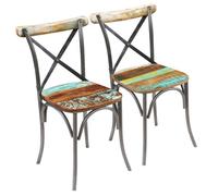 Bonne qualité - Chaises à manger - Style vintage - lot de 2 - bois de récupération solide,51x52x84 cm DECO M2767217