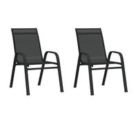 Bonne qualité - Chaises empilables de jardin - lot de 2 - Noir Tissu textilène,55x65x89 cm - pour Cour Balcon DECO M7103323