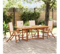 Bonne qualité - Chaises pliables de jardin - lot de 4 - bois d'acacia et textilène,57x72x109 cm - pour Cour Balcon DECO M3521366