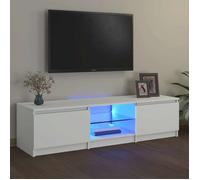 Bonne qualité - Meuble TV avec lumières LED blanc 140x40x35,5 cm - haut de gamme -14392
