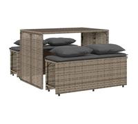 Bonne qualité - Salon d'extérieur Ensemble à manger de jardin 3 pcs - 2 chaises de jardin avec table - coussins gris résine tressée