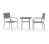 Bonne qualité - Salon d'extérieur Ensemble à manger de jardin 3 pcs - 2 chaises de jardin avec table - Résine tressée Gris DECO