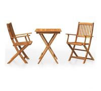 Bonne qualité - Salon d'extérieur Ensemble à manger de jardin pliable 3 pcs - 2 chaises de jardin avec table - Bois d'acacia solide