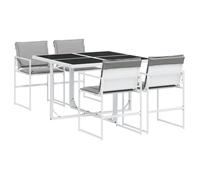 Bonne qualité - Salon d'extérieuris Ensemble à manger de jardin avec coussins 5 pcs - 4 chaises de jardin avec table - blanc