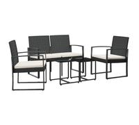 Bonne qualité - Salon d'extérieuris Ensemble à manger de jardin avec coussins 5 pcs - 4 chaises de jardin avec table - noir rotin