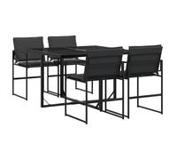 Bonne qualité - Salon d'extérieuris Ensemble à manger de jardin avec coussins 5 pcs - 4 chaises de jardin avec table - noir