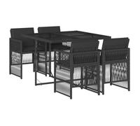 Bonne qualité - Salon d'extérieuris Ensemble à manger de jardin coussins 5pcs - 4 chaises de jardin avec table - Noir Résine