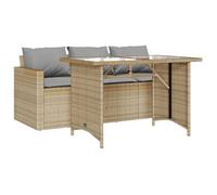 Bonne qualité - Salon d'extérieuris Ensemble à manger de jardin et coussins 2 pcs beige poly rotin DECO M3049967