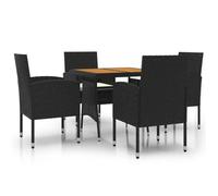 Bonne qualité - Salon d'extérieuris Ensemble à manger d'extérieur 5 pcs - 4 chaises de jardin avec table - Résine tressée Noir DECO