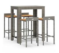 Bonne qualité - Salon d'extérieuris Ensemble de bar jardin 5 pcs - 4 chaises de jardin avec table - gris poly rotin/bois massif