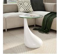 Bonne qualité - Table basse pratique dessus de table en rond - verre - blanc brillant - 42 cm rez99f56211665