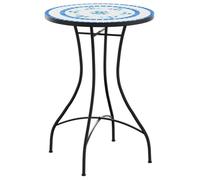 Bonne qualité - Table de balcon - Vendue seule - BONNIE - Table de bistro mosaïque bleu et blanc Ø50x70cm céramique DECO M7703221