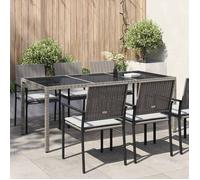 Bonne qualité - Table de jardin Gris 190x90x75 cm - haut de gamme - Verre trempé/résine tressée14918