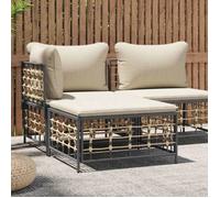 Bonne qualité - Tabouret de jardin avec coussin beige résine tressée - 1parcel - 70x70x34cm J7034811