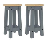 Bonne qualité - Tabourets de bar lot de 2 gris - bois massif de pin DECO M5569651