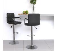 Bonne qualité - Tabourets de bar réglables avec repose-pied solides - 40 cm - lot de 2 - en similicuir - noir - pieds chromés - pour