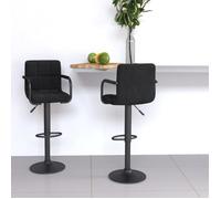 Bonne qualité - Tabourets de bar réglables avec repose-pied solides - 40 cm - lot de 2 - velours - noir - pour cuisine rul52w8083361