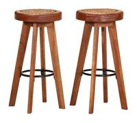 Bonne qualité - Tabourets Ergonomique - BMD - Tabourets de bar 2 pcs Cuir véritable et bois d'acacia solide - 45x45x76 cm DECO