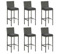 Bonne qualité - Tabourets Ergonomique - BMD - Tabourets de bar avec coussins - lot de 6 - gris - résine tressée - 40x44x108 cm DECO
