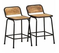 Bonne qualité - Tabourets Ergonomique - BMD - Tabourets de bar - lot de 2 - pcs - bois massif manguier brut - 46x35,5x70 cm DECO
