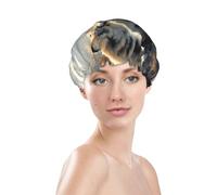 Bonnet de douche pour femme, réutilisable, imperméable, double couche avec bande élastique, bonnet de bain pour cheveux longs, bonnet de bain pour cheveux en famille de loups pour l'hiver