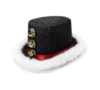 Bonnet de Père Noël | 32 x 27 x 12 cm | Chapeau de Père Noël avec peluche blanche et cloche pour homme, famille, Noël, Nouvel An, célébration, cosplay, performance