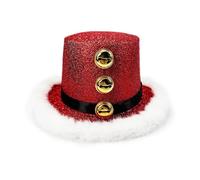 Bonnet de Père Noël | 32 x 27 x 12 cm | Chapeau de Père Noël avec peluche blanche et cloche pour homme, famille, Noël, Nouvel An, célébration, cosplay, performance
