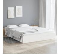 BONNIE®Lit en bois Lit double:140x190 cm, Cadre de lit sans matelas blanc bois massif neuf22431