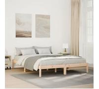 BONNIE®Lit en bois Lit double:140x210 cm, Cadre de lit extra long sans matelas 140x210 cm bois massif pin neuf24346