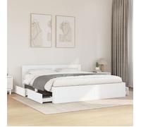 BONNIE®Lit en bois Lit double:180x200 cm, Cadre de lit avec tête de lit sans matelas blanc neuf32379