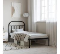BONNIE®Lit en métal Lit simple:90x190 cm, Cadre de lit métal sans matelas avec tête de lit noir neuf82114