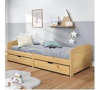 BONNIE®Lit lattes contreplaqué Lit simple:90x200 cm ,Lit de jour avec 2 tiroirs sans matelas IRUN neuf58265