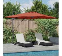 BONNIE® Parasol de jardin - Résistant aux vent/Eau - et déporté Roma avec LEDs Terracotta - 286 x 285 x 270 cm, en aluminium.