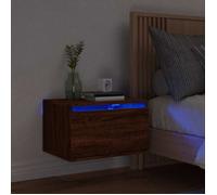 BONNIE® Table de chevet - SUIKUN - Armoire de lit - design murale avec lumières LED chêne marron qsos71698