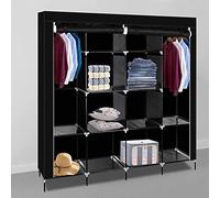 Bonnlo Armoire Tissu 169,5x45x181,5cm avec Penderie et Étagères,Stable,Armoire Chambre en Tissu,Spacieuse,Pliante,Couleur Noire
