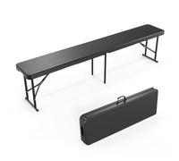 Bonnlo Banc de Jardin, Bancs Pliable 180 cm, Banc Exterieur Jardin en Plastique, pour Camping, Fête, Pique-Nique (1, Noir)