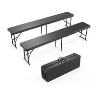 Bonnlo Banc de Jardin, Bancs Pliable 180 cm, Banc Exterieur Jardin en Plastique, pour Camping, Fête, Pique-Nique (2, Noir)