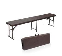 Bonnlo Banc de Jardin, Bancs Pliable 180 cm, Banc Exterieur Jardin en Plastique, pour Camping, Fête, Pique-Nique (1, Café)