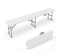 Bonnlo Banc de Jardin, Bancs Pliable 180 cm, Banc Exterieur Jardin en Plastique, pour Camping, Fête, Pique-Nique (1, Blanc)