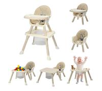 BONNLO Chaise Haute Bébé Évolutive, Confort Rembourré, avec Plateau Double, 6 mois à 3 ans, 6 à 15 kg, pliage ultra compact, légère(4,9kg) (Beige)