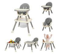 BONNLO Chaise Haute Bébé Évolutive, Confort Rembourré, avec Plateau Double, 6 mois à 3 ans, 6 à 15 kg, pliage ultra compact, légère(4,9kg) (Gris)