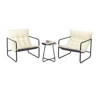 Bonnlo Salon de Jardin Exterieur 2 Personnes, Ensemble Fauteuil Salon et Table Basse, Meuble Exterieur avec Coussin Épais Amovible pour Balcon/Terrasse, Blanc