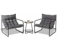 Bonnlo Salon de Jardin Exterieur 2 Personnes, Ensemble Fauteuil Salon et Table Basse, Meuble Exterieur avec Coussin Épais Amovible pour Balcon/Terrasse, Blanc (Gris)