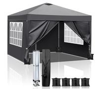 Bonnlo Tonnelle de Jardin Pliante 3x3 imperméable/Tente Pop-up Inclus Sac de Transport/Barnum Pliant Exterieur Rapide à Installer/Gazebo avec Paquet de 4 Poids Lourd Sable,Gris