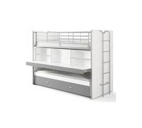 Vipack Lit surélevé Bonny Compact80 2 couchages Blanc / gris argenté