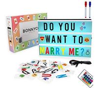 BONNYCO Boite Lumineuse Message avec 400 Lettres et Emojis, Télécommande, 2 Marqueurs, Ç Inclus. Light Box 16 Couleurs, Décoration Maison. Tableau Lumineux, Idée pour Cadeau Anniversaire et Noël