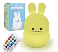 BONNYCO Veilleuse Enfant avec Télécommande, Contrôle Tactile 16 Couleurs. Lapin Veilleuse Bébé avec Minuterie, Lampe Enfant Led Sans BPA. Lampe de Chevet Fille Rechargeable, Cadeau Bebe Fille