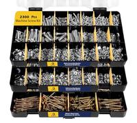 Bonost Assortiment de matériel de 2140 pièces - Kit d'assortiment de vis à métaux métriques et SAE avec écrous, boulons et rondelles assortis (3 plateaux)