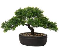 Bonsaï artificiel, plante artificielle réaliste, arbre artificiel, bonsaï, cèdre, pin, if, plante en plastique, plante artificielle avec pot en céramique noir pour la salle de bain, le bureau, le bure