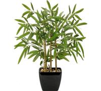 Bonsaï en bambou artificiel de 43 cm dans un pot noir - Plante d'intérieur artificielle pour le salon, la salle à manger ou la salle de bain - Plante décorative